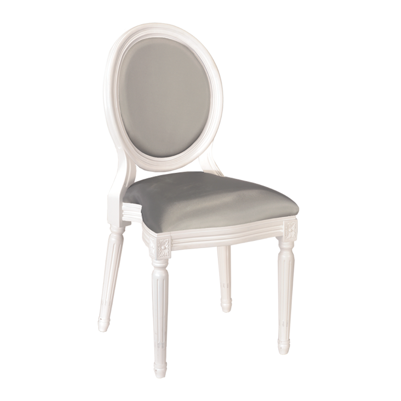 Montaigne Chair in White with Pearl Grey Seat Pad