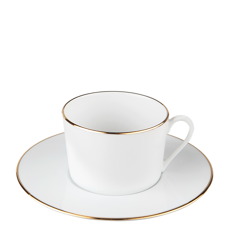 Plane Teacup and Saucer with Gold Thread 22 cl