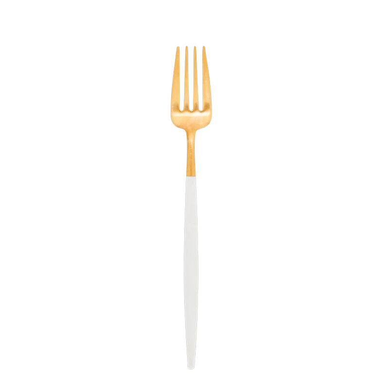 Cutipol white and gold table fork