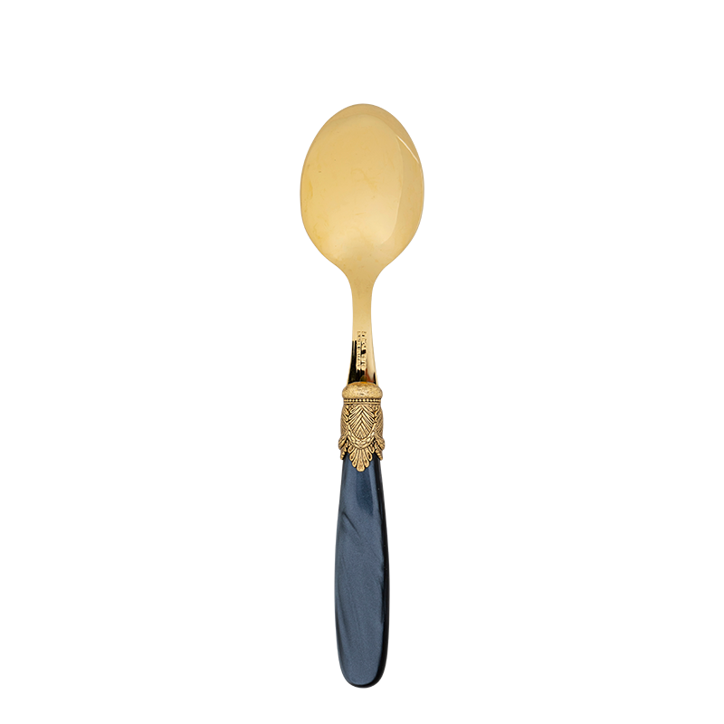 Black and Gold Mother of Pearl Dessert Spoon