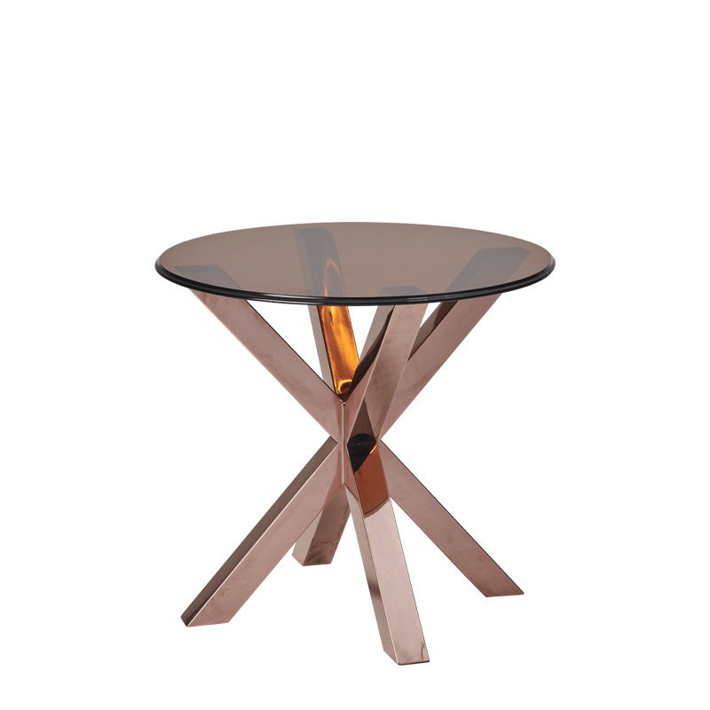 Cognac Occasional Table with Bronze Crystal Top