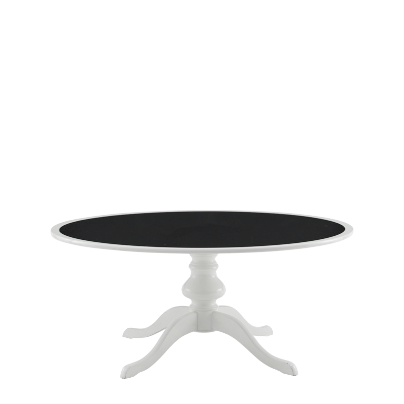 Isla Dining Table 6ft in White with Black Table Top