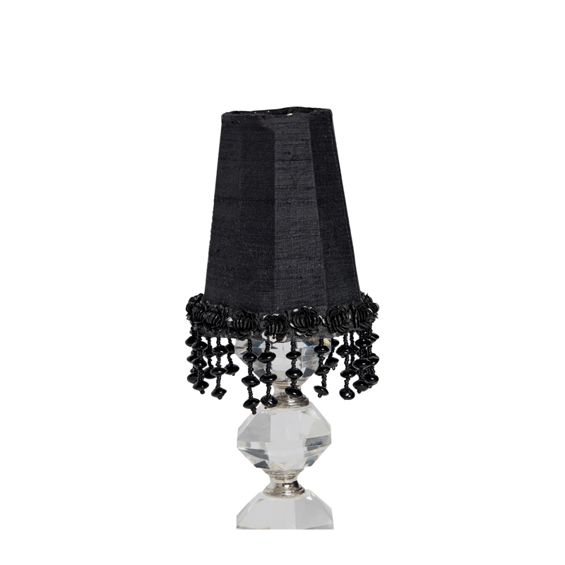 Retro Crystal Lamp with Black Lamp Shade Small with Pebble Print
