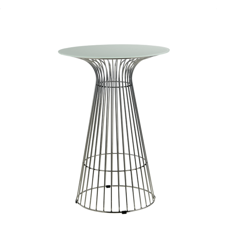 Gianni Poseur Table in Gunmetal with White Crystal Top