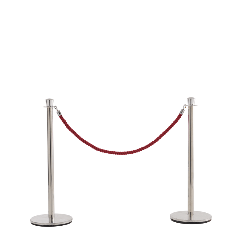 Stanchion in Stainless Steel Brass with Pink Rope