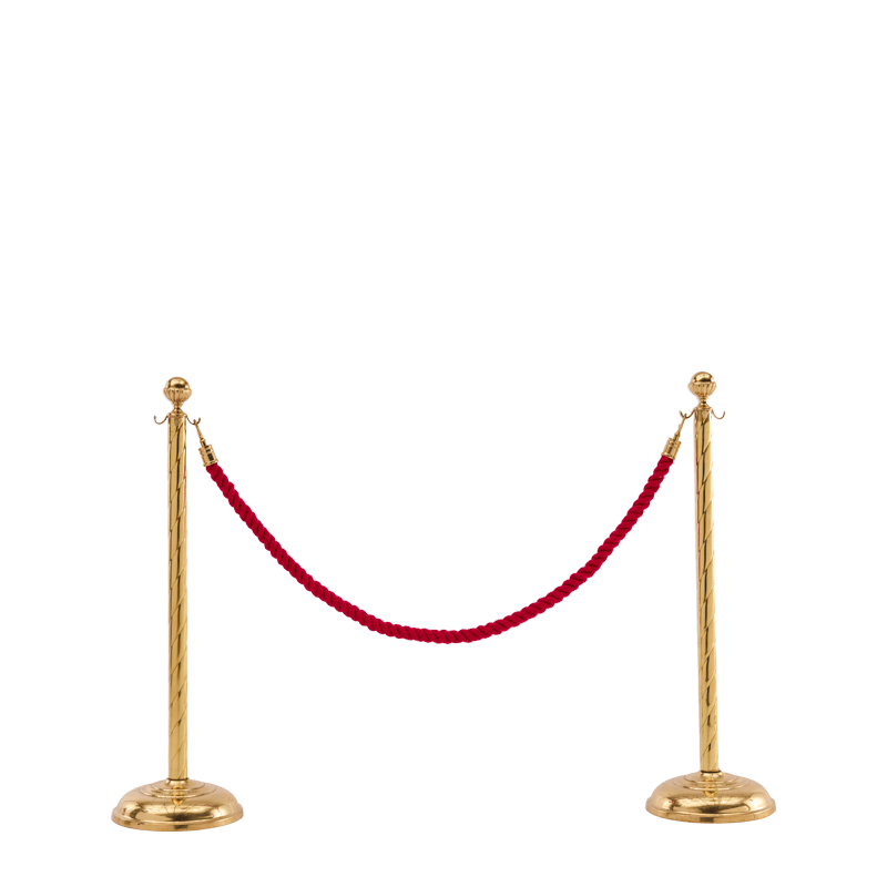 Twisted Stanchion in Brass with Pink Rope