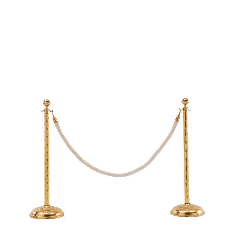Twisted Stanchion in Brass with White Rope