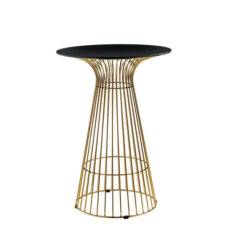 Gianni Poseur Table in Gold with Smoked Crystal Top