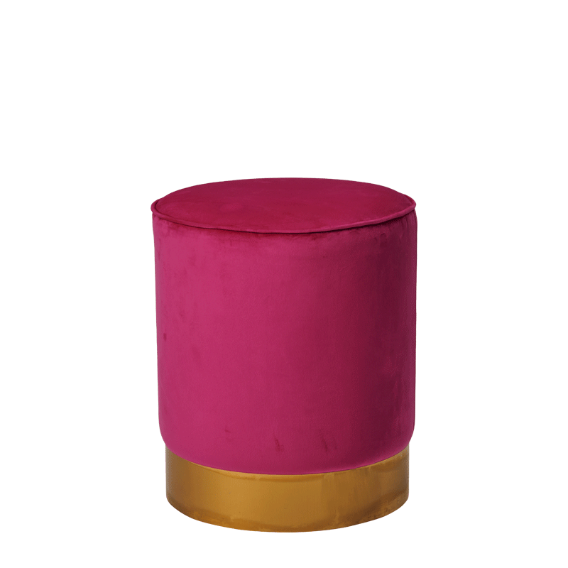 Hollywood Ottoman in Bubblegum Velvet