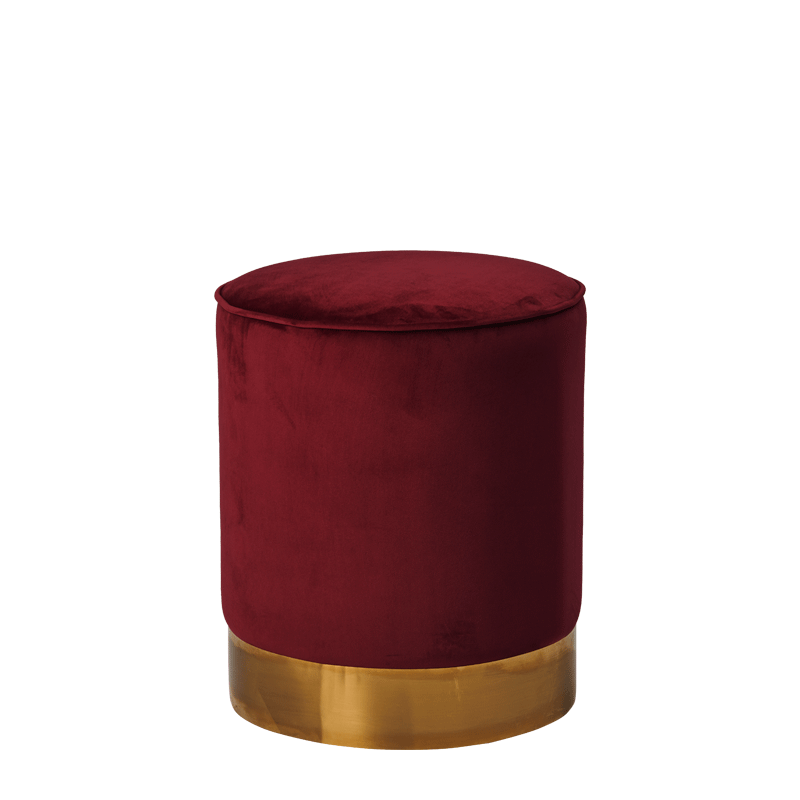 Hollywood Ottoman in Burgundy Velvet