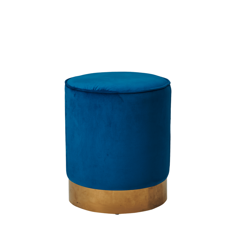Hollywood Ottoman in Cinderella Blue Velvet
