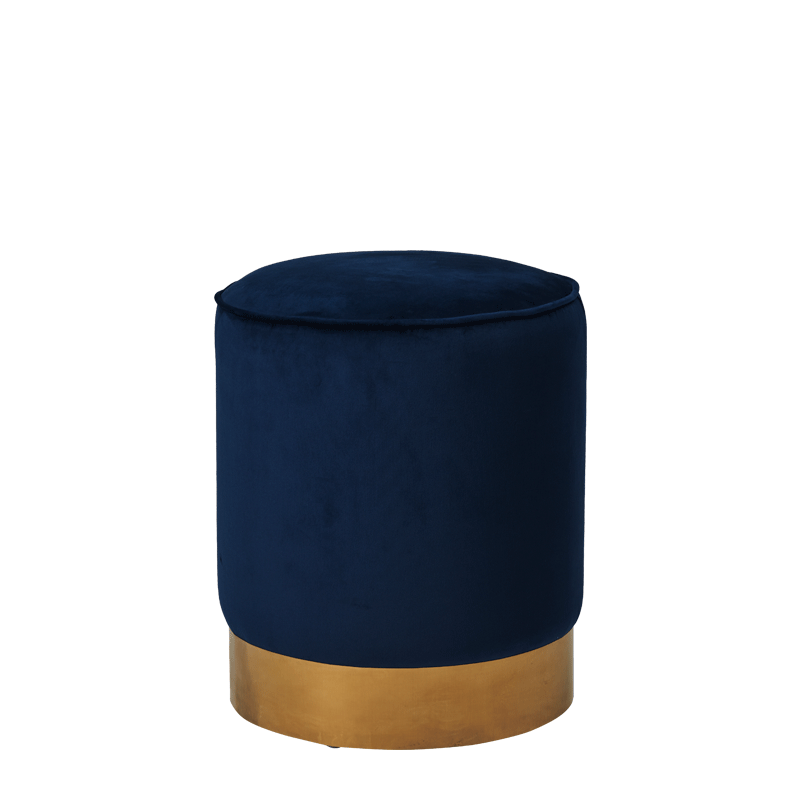 Hollywood Ottoman in Midnight Blue Velvet