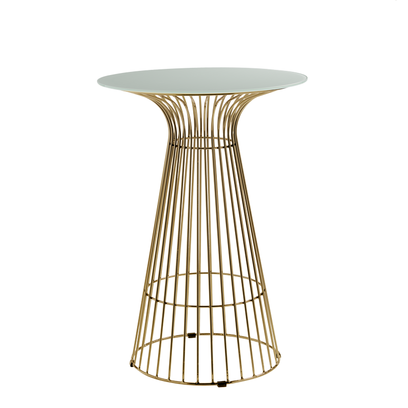 Gianni Poseur Table in Gold with White Crystal Top