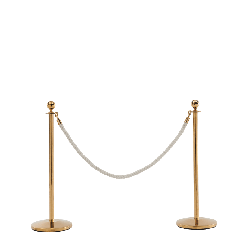 Stanchion in Gold Brass with White Rope