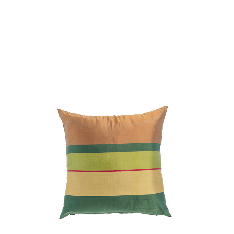 Brown Cushion with Green Stripes