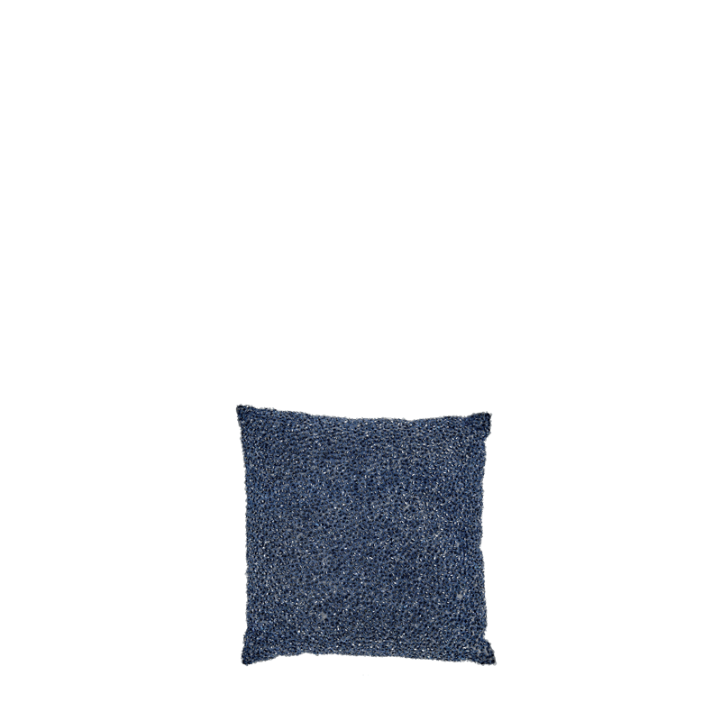 Blue Silk Cushion with Beads