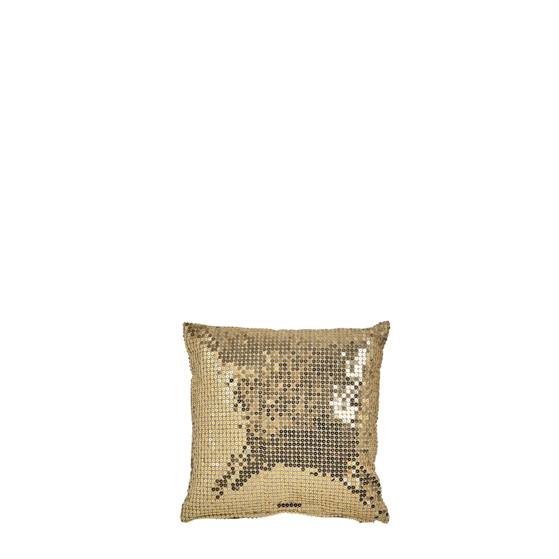 Gold Silk Cushion with Disco Print