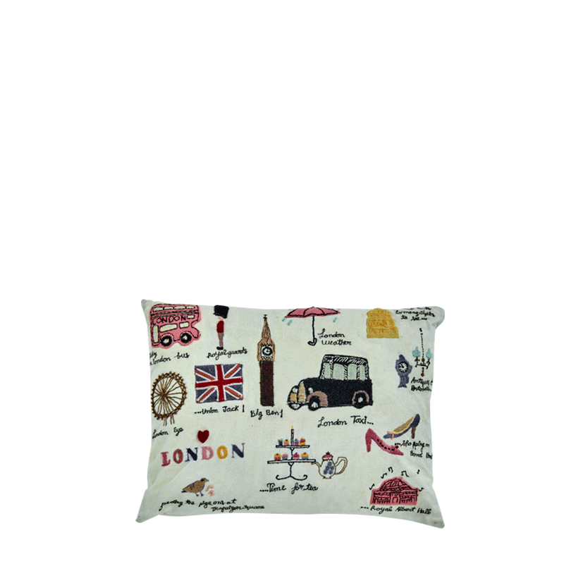 Ivory Cushion with London Print