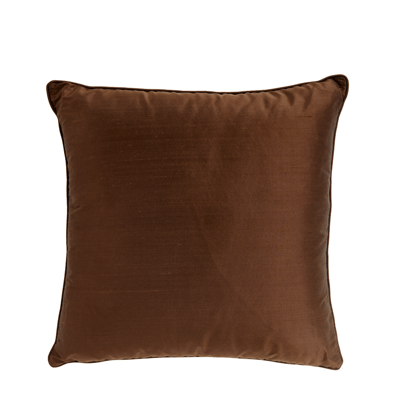 Brown Satin Cushion with Piped Edges
