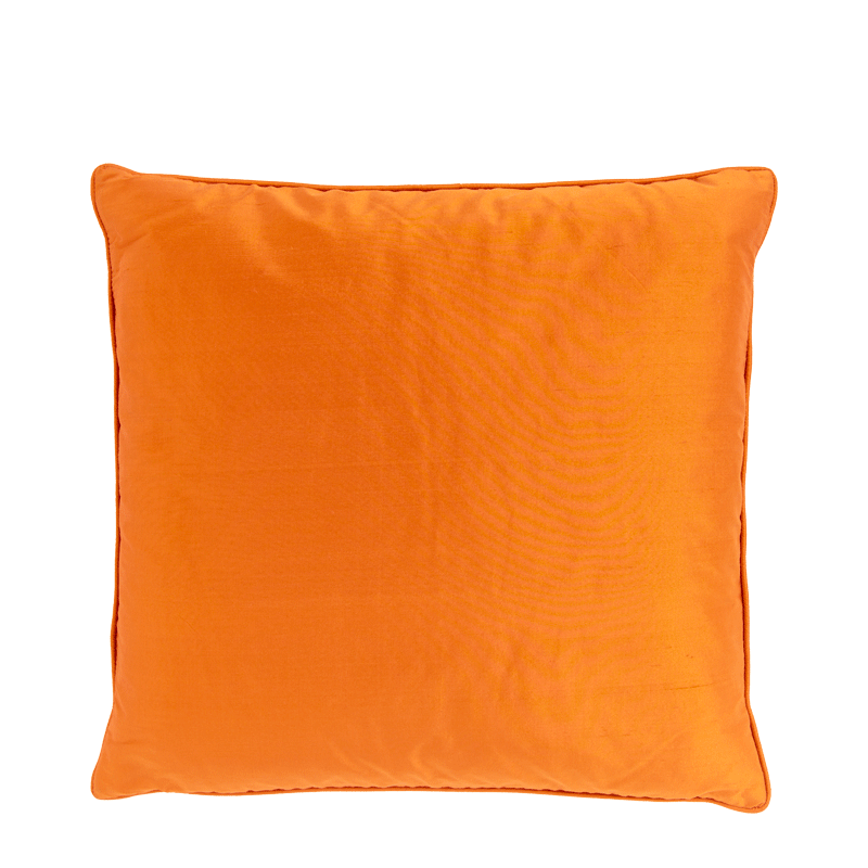 Orange Satin Cushion with Piped Edges