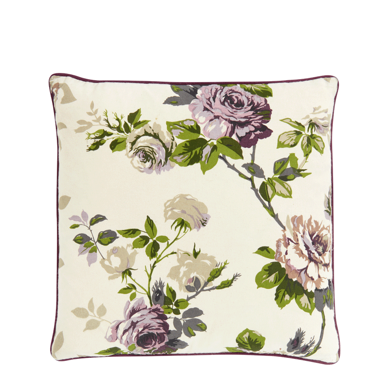 White Cushion with Dark Flowers
