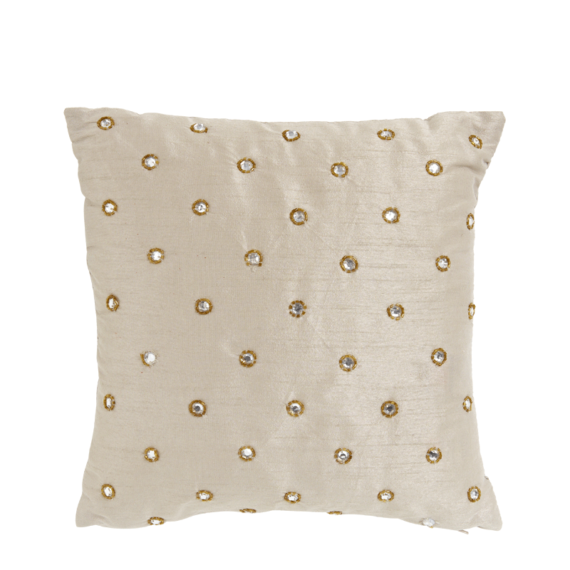 Ivory Silk Cushion with Round Sequin