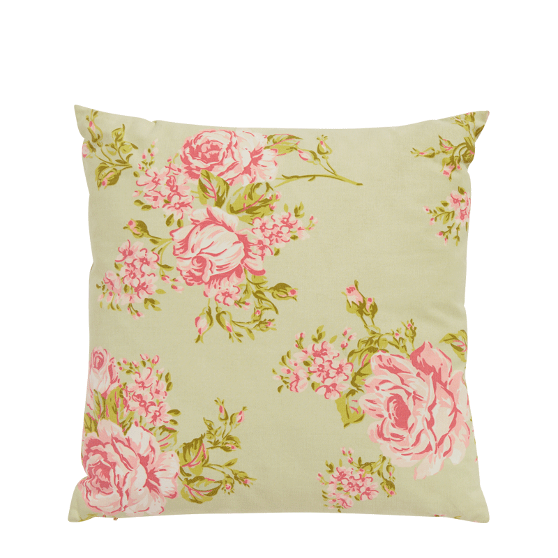 Pale Green Cushion with Floral Print