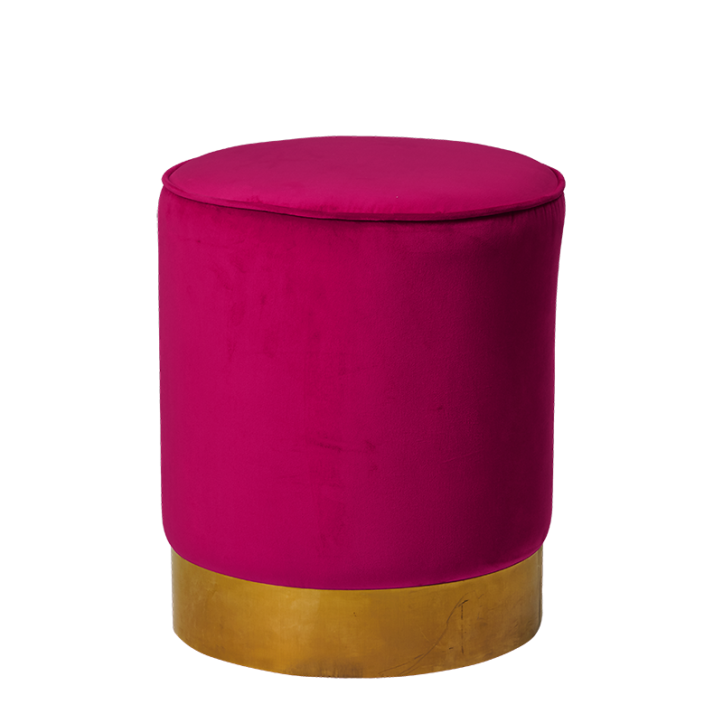 Hollywood Ottoman in Perfect Pout Pink Velvet