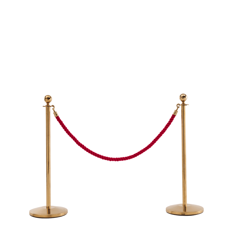 Stanchion in Gold Brass with Pink Rope