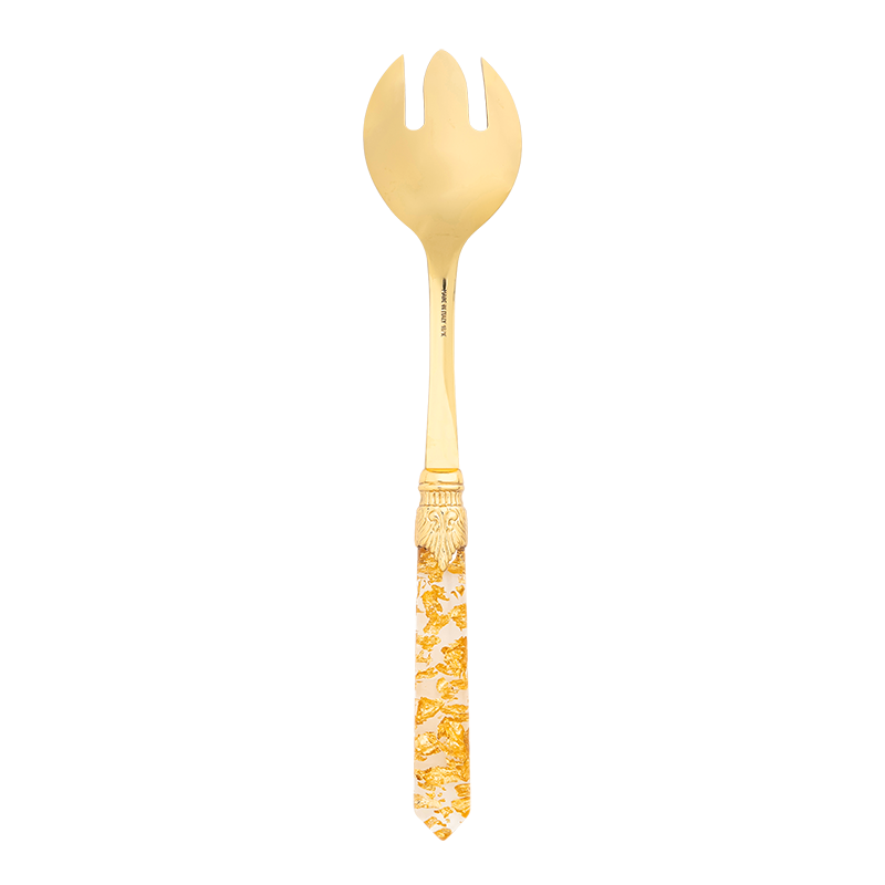 Gold confetti serving fork