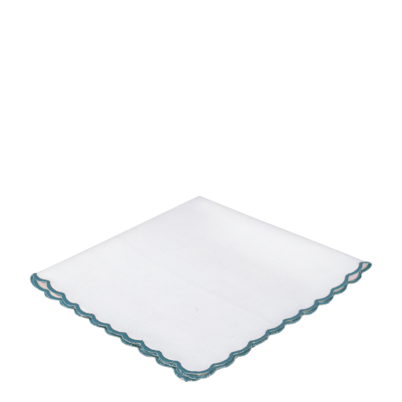 Scallop Napkin with Duck Blue Thread