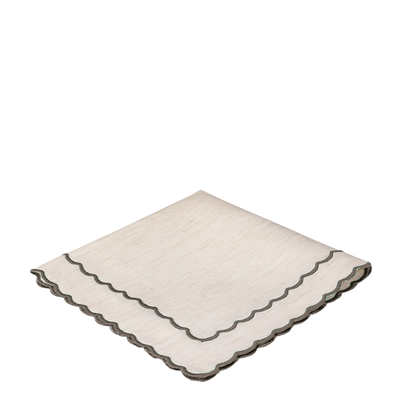 Beige Scallop Napkin with Anthracite Grey