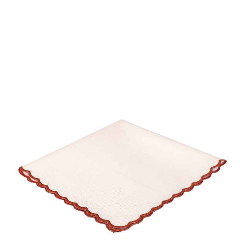 Beige Scallop Napkin with Terracotta Thread
