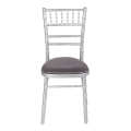 Bamboo Chair in Silver with Silver Velvet Seat Pad