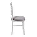 Bamboo Chair in Silver with Silver Velvet Seat Pad