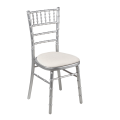 Bamboo Chair in Silver with White Vinyl Seat Pad