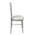 Bamboo Chair in Silver with White Vinyl Seat Pad