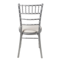 Bamboo Chair in Silver with White Vinyl Seat Pad