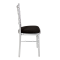 Bamboo Chair in Silver with Black Velvet Seat Pad