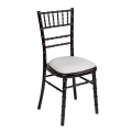 Bamboo Chair in Black with White Vinyl Seat Pad