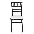 Bamboo Chair in Black with White Vinyl Seat Pad