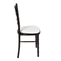 Bamboo Chair in Black with White Vinyl Seat Pad