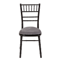 Bamboo Chair in Black with Silver Velvet Seat Pad
