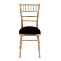 Bamboo Chair in Gold with Black Velvet Seat Pad