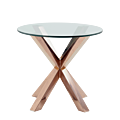 Cognac Occasional Table with Crystal Top