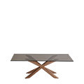 Cognac Coffee Table with Rectangular Smoked Glass Top