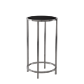 Unico Round Poseur Table with Stainless Steel Frame and Black Top