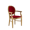 Chandelle Armchair in Gold with Crimson Red Velvet Seat Pad