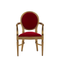 Chandelle Armchair in Gold with Crimson Red Velvet Seat Pad