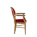 Chandelle Armchair in Gold with Crimson Red Velvet Seat Pad
